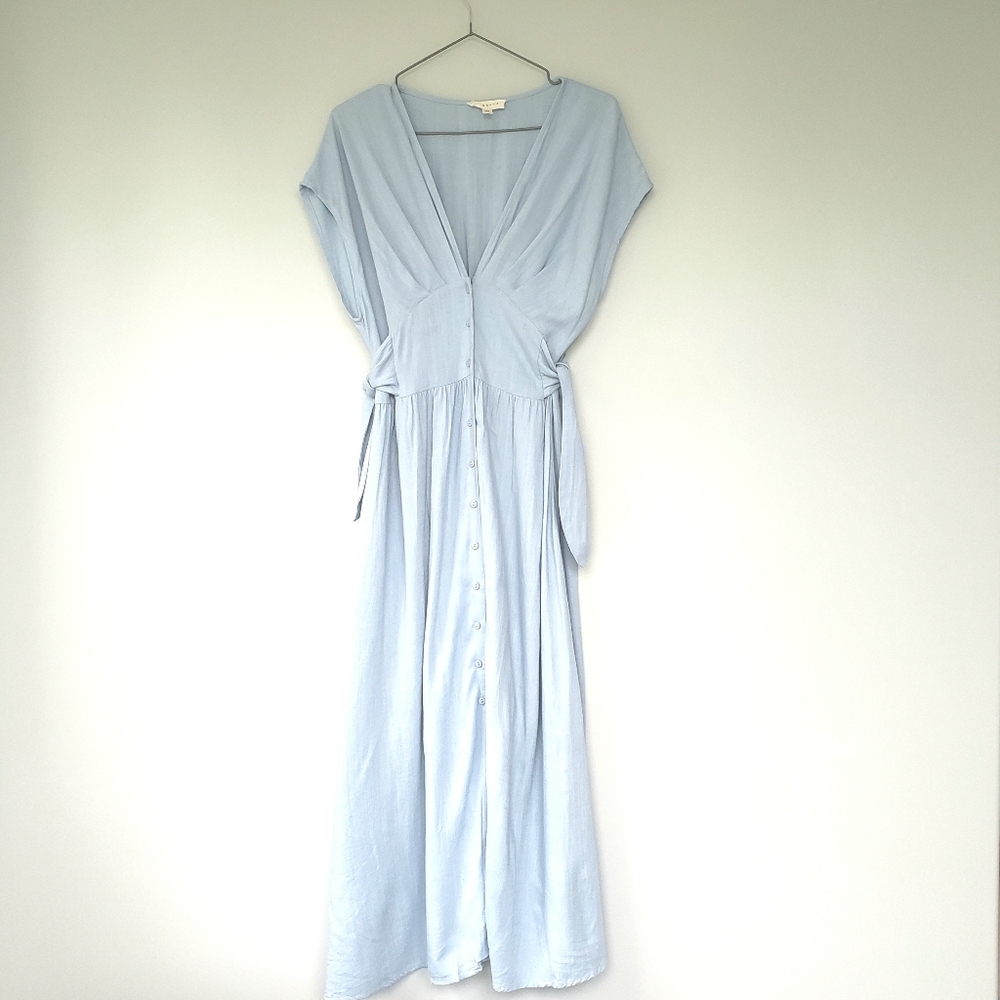 Linen Blend Midi Dress
